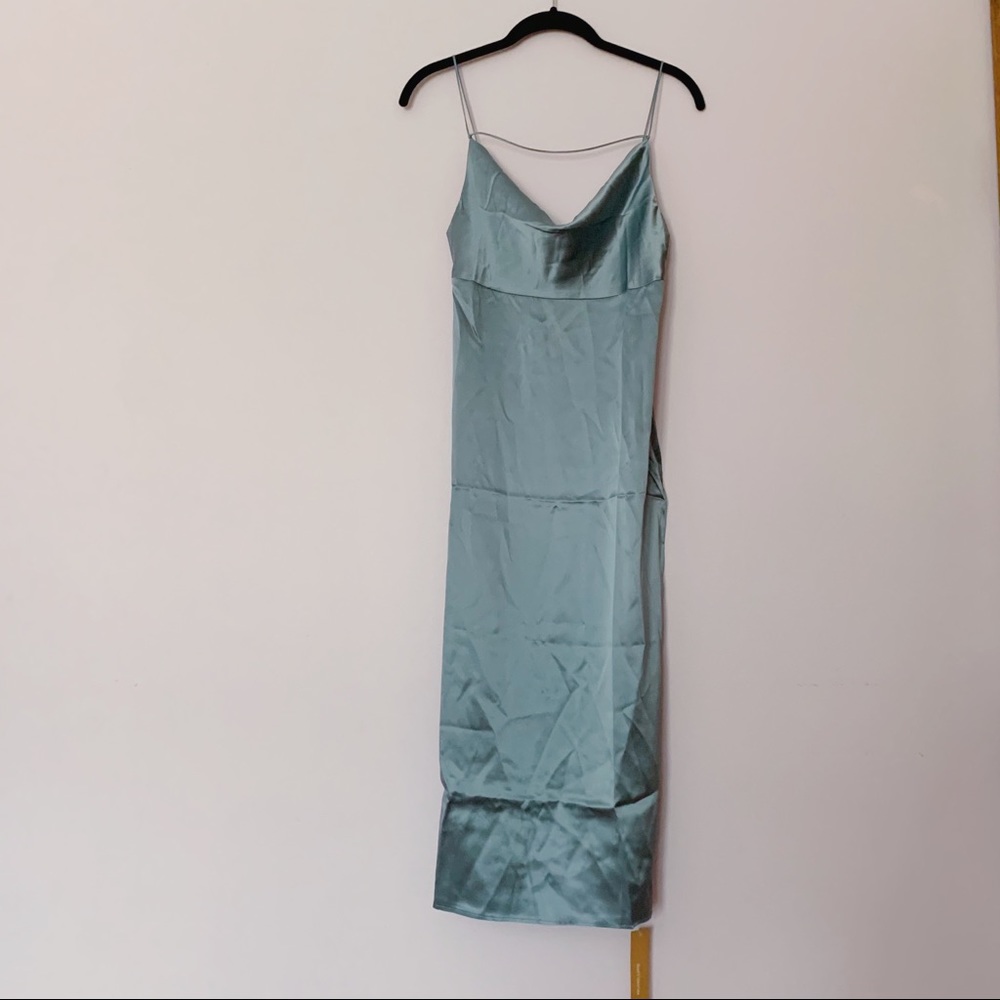 REFORMATION Meta Silk Dress in Dusty Blue Sz 4 - Picture 8 of 11